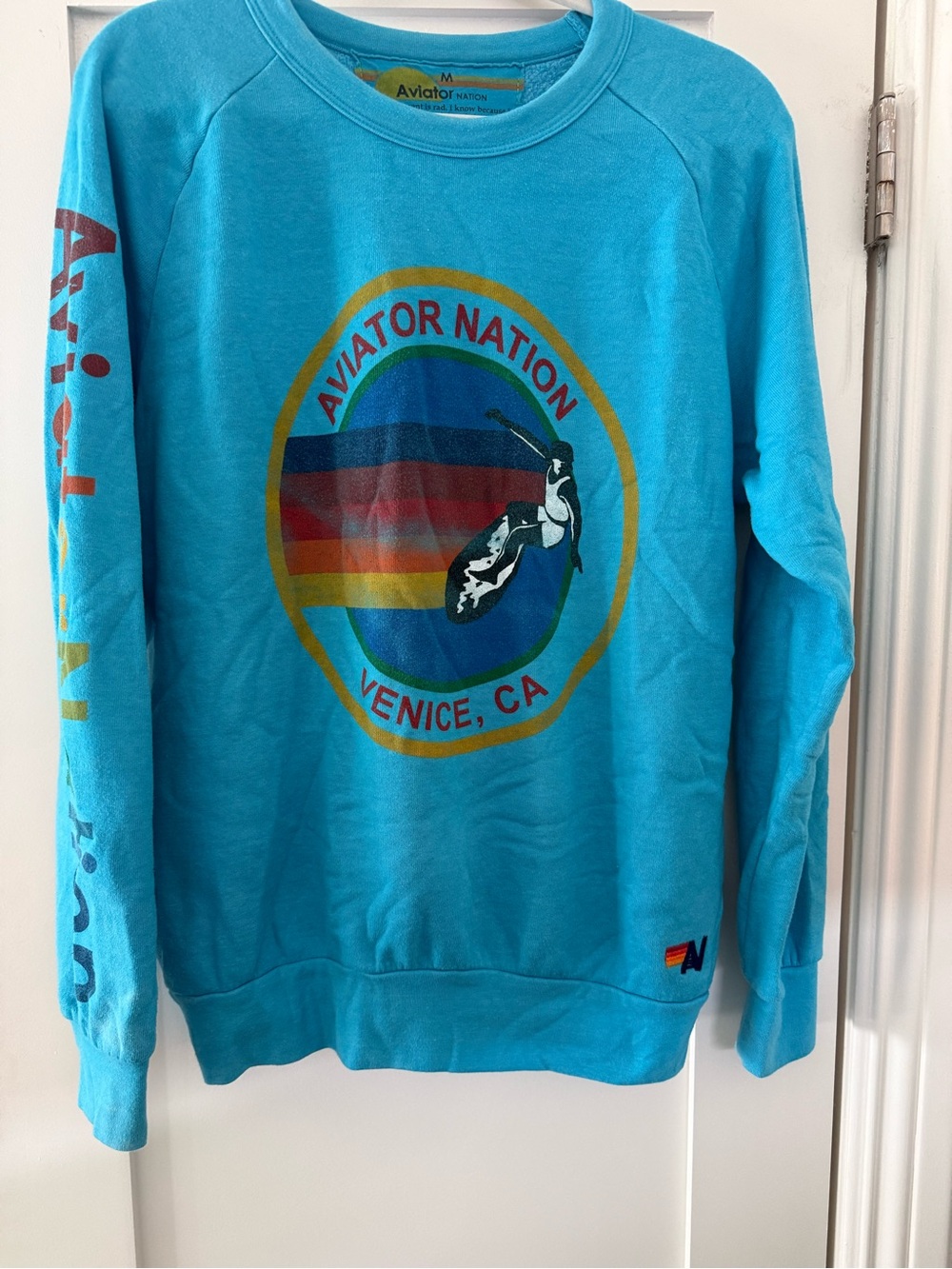 Aviator Nation Unisex Bright Turquoise Venice Crewneck Sweatshirt